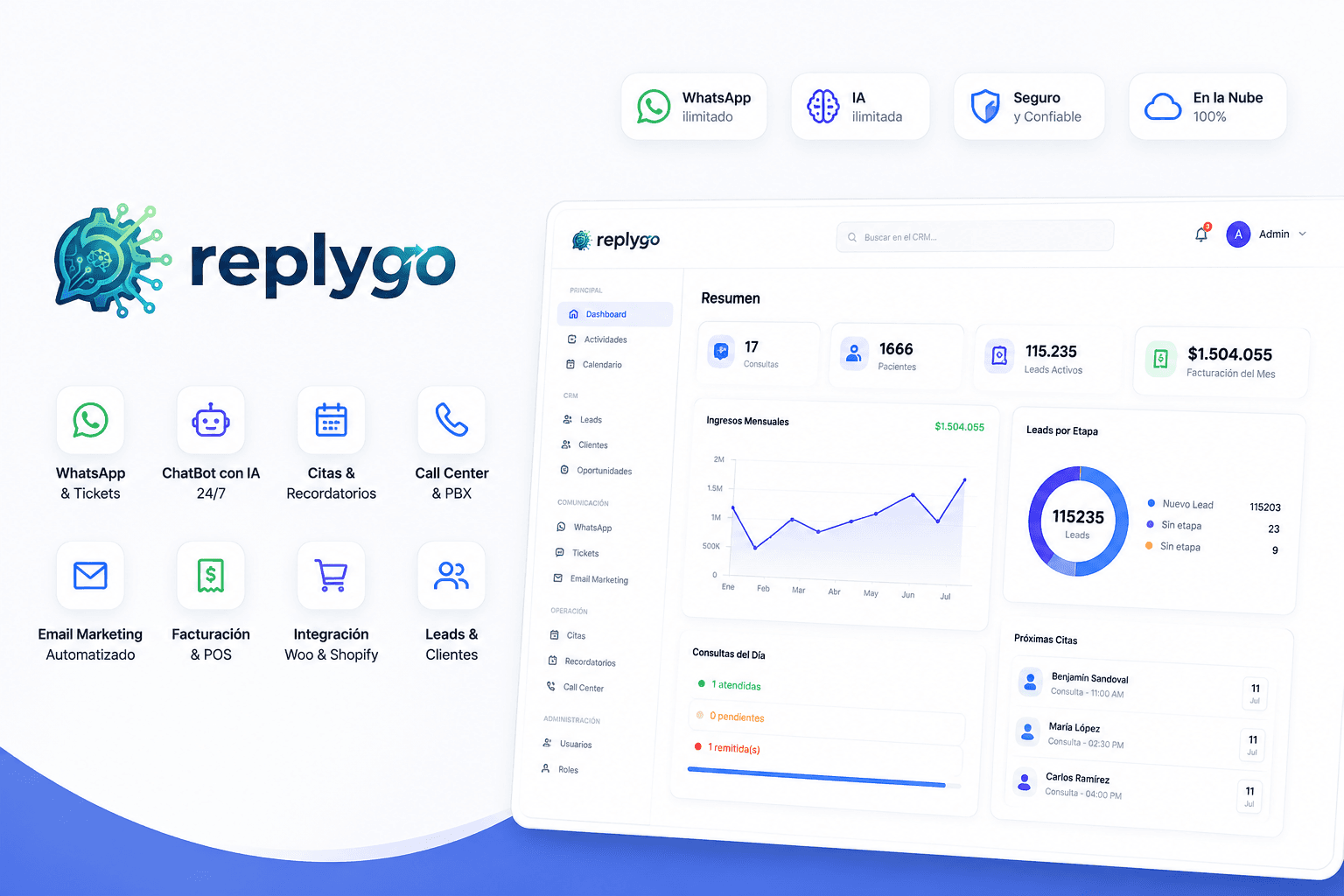 CRM Multipropósito con IA para Clínicas, Inmobiliarias y Ecommerce